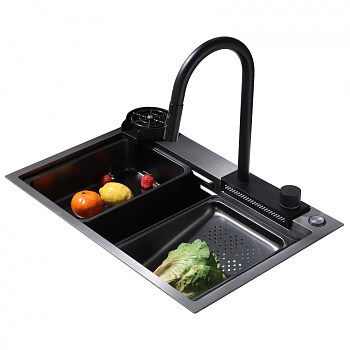 Кухонная мойка Abber Wasser Kreis AF2194B, 68 см, цвет черный матовый 