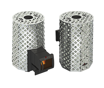 Дровяная печь для бани Grill’D Violet Steel Romb Long Pro (Камень колотый, 100 кг) 