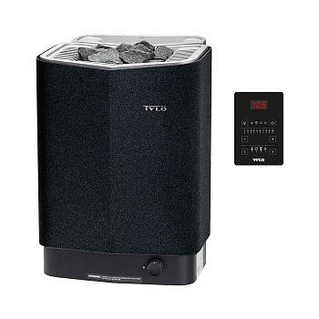 Печь для бани и сауны Tylo Sense Combi Pure 10 (Пульт Pure в комплекте, 10,5 кВт, 10-18 м³, парогенератор 1,3 кВт, 20 кг камней, черный цвет) 