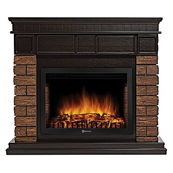 Каминокомплект: Очаг Electrolux EFP/P-2720RLS, портал Bricks Wood 25 камень темный, шпон венге 