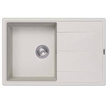 Кухонная мойка Abber Quarz AQ2904W, 78 см, кварцевый композит, крыло справа, белый матовый 
