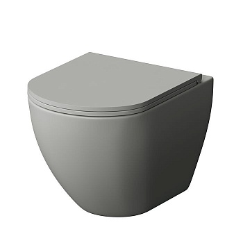 Унитаз подвесной Grossman Color GR-4455GMS (495х365х375) безободковый,серый матовый с тонкой крышкой,микролифт,1 место 