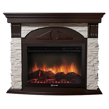 Портал Firelight Torre 25U (угловой) камень белый, шпон темный дуб 