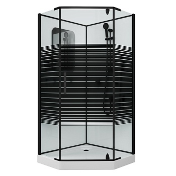 Душевая кабина Grossman 100 x 100 см, пятиугольная, черный, GR270D 