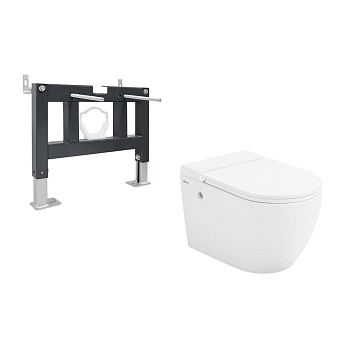 Инсталляция с унитазом Abber Bequem AC1108P-AC0101P, сиденье микролифт, смыв импульсный, белый, комплект 